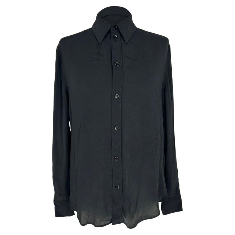 Celine Button Up Longsleeve Blouse in Black Acetate